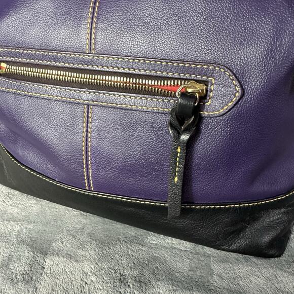 VTG Dooney & Bourke Bag Sophie Hobo Pebble Leather Navy Blue Red Lining 90s - Picture 8 of 15